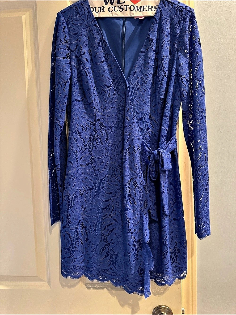 Lilly Pulitzer Tiki Wrap Romper Lace Mini Dress Blue/Purple Sz Medium